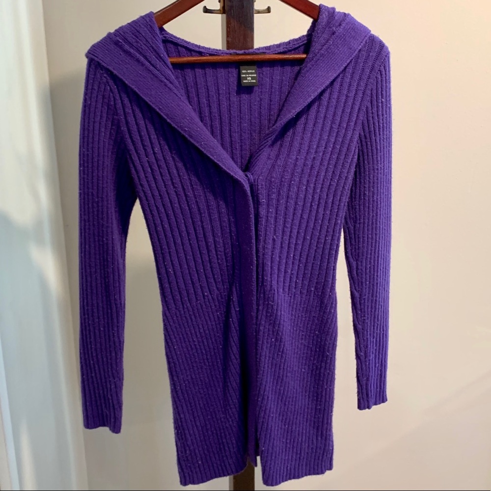 purple hooded sweater dress